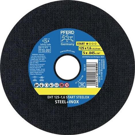 Disco  de  corte  STEELOX  BOX  D125x1,6mm  recto  INOX  Agujero  22,23mm  Caja  de  25  unid.  PFERD (1/2)