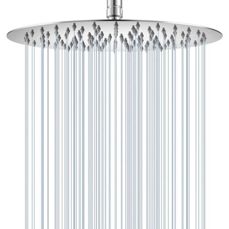 Regendusche 30cm Rund Chrom, 12 Zoll Edelstahl, Wassersparend, Anti-Kalk-Düsen (1/5)