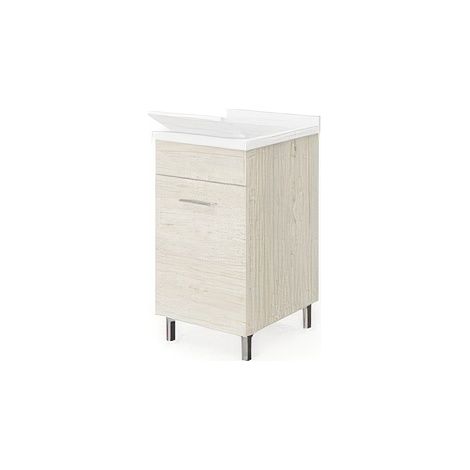 Meuble Lavoir Ch�ne Glacier 45 x 50 x h 84 cm avec Bac en ABS et Siphon