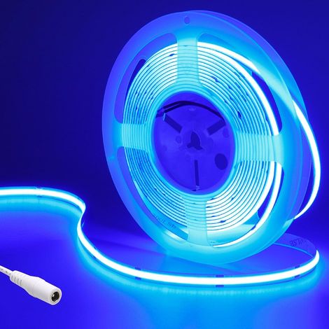 24V COB Ruban à LED Bleu 465nm 480LED/M 5M IP20 Non étanche Flexible Luminescence Uniforme Haute Luminosité Découpable Bande LED pour Maison Chambre Cuisine décorer(Alimentation non Incluse) (1/5)
