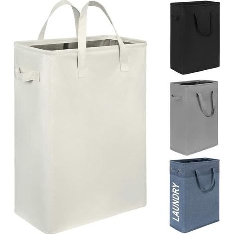Panier à Linge - ZVD - Pliable Étroit - Tissu Oxford 600D - 40x20x55 cm - Beige (1/4)