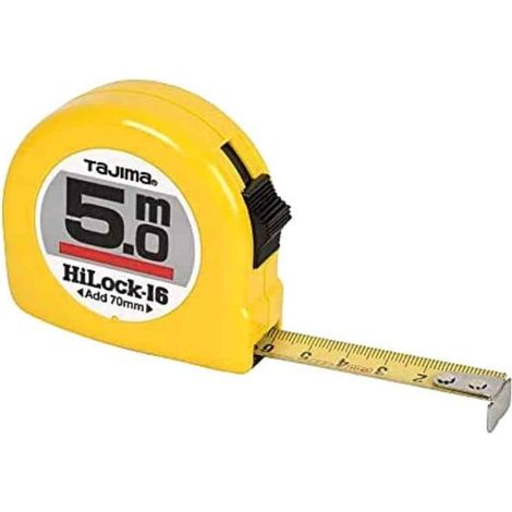 TAJIMA Mètre ruban Hi Lock - 16 ou 25mm - 3 à 10 m - 5 m - 16 mm