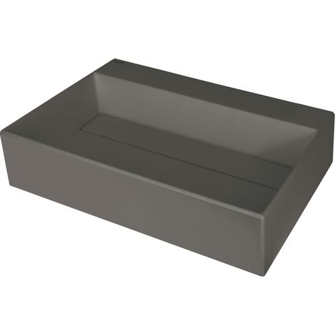 Aufsatzwaschbecken Anthrazit eckig 60 cm Granitoptik ohne Überlauf "Correo" (1/4)