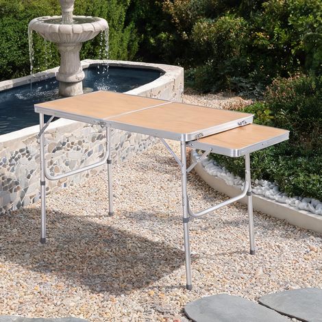 Table de camping pliante 2 niveaux pliable 120 x 60 x 70 cm (1/5)