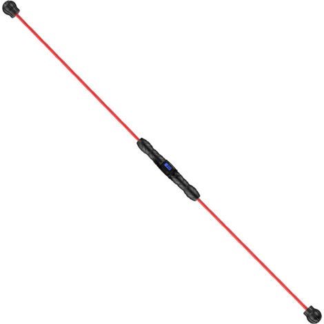Barre de fitness élastique rouge avec compteur, poignées ergonomiques, entraînement musculaire amovible pour salle de sport à domicile ou en extérieur. (1/5)
