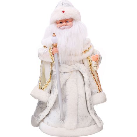 Figurine Père Noël 40 cm - Décoration Électrique Chantante Blanche Style Russe pour Intérieur Festif (1/5)