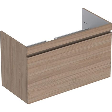 Mueble bajo lavabo para mueble Geberit Renova Plan, con un cajón y un cajón inglés: Ancho 98,8cm, Alto 58,5cm, Fondo 47,3cm, Olmo / Lámina decorativa estructurada