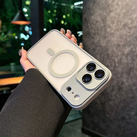 (Gris, iPhone 14 Plus) Coque de téléphone en silicone givré, compatible avec la recharge sans fil magnétique, coque de protection antichoc.