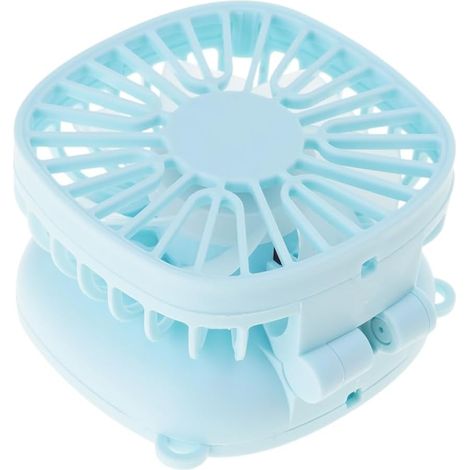 Petit ventilateur portable à 3 vitesses, rechargeable par USB, pliable et à suspendre autour du cou, idéal pour l'extérieur, l'intérieur, le bureau et les voyages (bleu) (1/4)