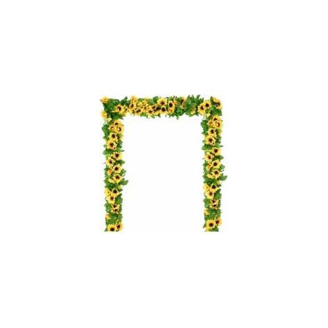 Künstliche Sonnenblumengirlande, Seiden-Sonnenblumenranke, künstliche Blumen mit grünen Blättern, Tischdekoration für Hochzeiten, 4 Stück (1/5)