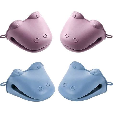 Set von 4 Silikon-Küchenhandschuhen, kleine hitzebeständige Topflappen zum Backen.