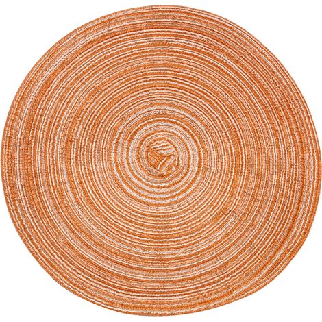 Orangefarbenes rundes Tischset, 38 x 38 cm, 1 Stück, Pailletten-Tischset, geeignet für Weihnachts-, Familien-, Party-, Hochzeits- und Feiertags-Tischdekoration (1/5)