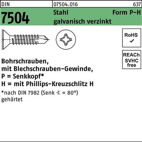 Vis autoforeuse DIN 7504 SEKO PH P 6,3x60-H acier galv. 250p.