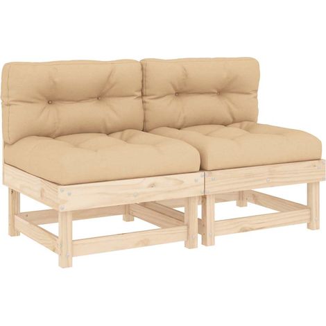 Maison Exclusive - Mittelsofas mit Kissen 2 Stk. Massivholz Kiefe