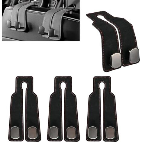 4 Stücke Auto Lagerung Haken,Doppelhaken Für Autositzlehne,Auto Kopfstütze Metall Haken,Auto Zubehör Für Geldbörsen und Taschen(Schwarz)