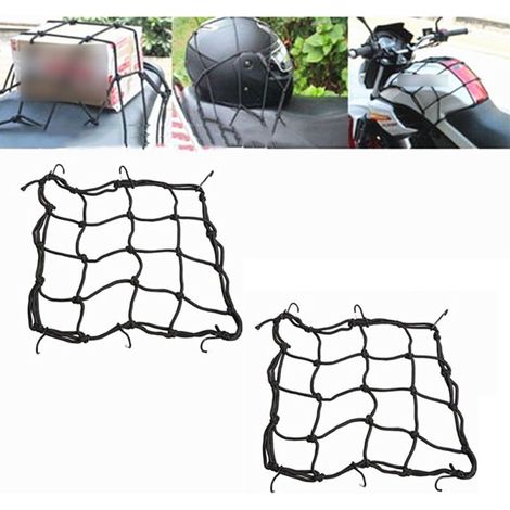 2er-Pack elastische Spanngurte mit Haken, Motorradzubehör-Transportnetz für Motorräder und Fahrräder, Schwarz 30 30 cm