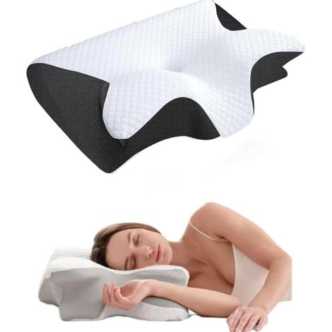 oreiller pour l'apnée du sommeil, oreiller cervical (pour traiter l'apnée du sommeil), oreiller en mousse à mémoire de forme de haute qualité (pour soulager les douleurs cervicales), oreiller ergonomi
