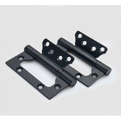 Set of 2 Stainless Steel Door Hinges, 4 Inch 100mm Rectangular Door Hinges, Black (1/5)