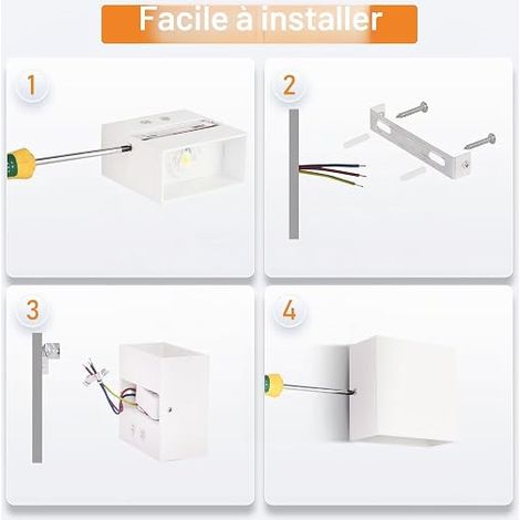 Aplique LED Wall Light 10 x 10 x 5 cm Black Interior Wall Light 3000 K Warm White Interior Wall Light Garage (1/2)
