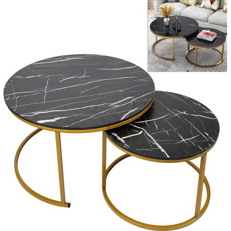 Ensemble de table basse ronde au look moderne, robuste et anti-déformation, table d'appoint empilable pour la maison, le salon, la chambre à coucher (1/5)