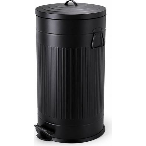 40-Litre Black Retro Waste Bin with Foot Pedal (1/5)