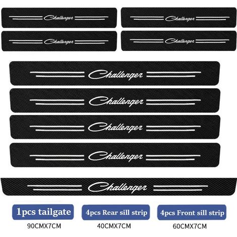 (9 pièces CHALLENGER) Ruban adhésif de protection de seuil de porte en fibre de carbone anti-rayures, accessoires intérieurs compatibles avec Dodge CHALLENGER (1/4)