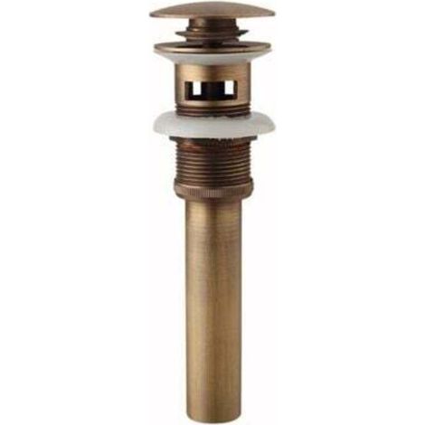 Avec Trop-Plein - Bonde de lavabo,Pop-up Rétro Bouchon Bonde de Lavabo Vidange en Laiton Bronzé Universel Valve Draineur dEvier Vasque Siphon (1/3)