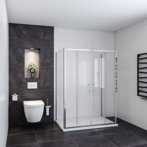 Océan Cabine De Douche 120x90x90x190cm Cabine De Douche U Porte De Douche Coulissante Au Centre (1/4)