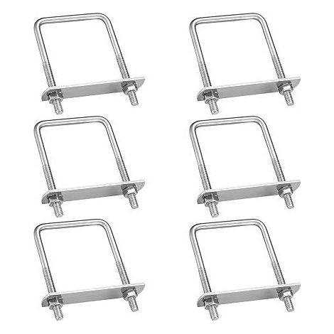 6 Pièces Acier Inoxydable Boulons En U, M8 U-Bolts, Boulon Carré en U Avec Écrous et Plaque De Cadre, Boulons de Serrage Fixation, pour Fixation Tuyaus(100x50mm) (1/5)