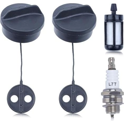 2 Pièces Bouchon de Réservoir pour Stihl FS38 FS45 FS55 FS56 FS80 FS81 FS85 FS88 FS120 Débroussailleuses, Essence avec Filtre à et Bougie d'Allumage Rechange - (1/5)