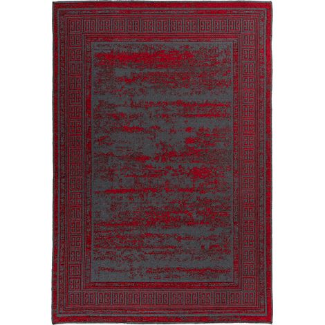 Tappeto Kalea 300 con design a rilievo rosso e grigio (1/4)