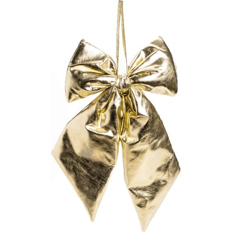 Fiocco in tessuto color champagne metallico decorazione natalizia da appendere -60 cm (1/2)
