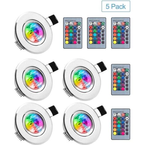 KZQ – Spot encastrable LED RGB 5 pièces – 16 couleurs dimmables – Tension 85-265V – Luminosité 180 LM – Installation facile pour salon et salle de bain