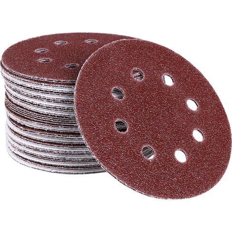 Sandpaper Circular Alumina Sanding Sander Discs Holes Grit Hook Inch