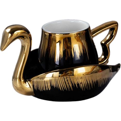 Ensemble tasse et soucoupe à café Delicate-Swan, réutilisable, pour le thé et le café du matin, idéal pour les fêtes à la maison. (1/4)