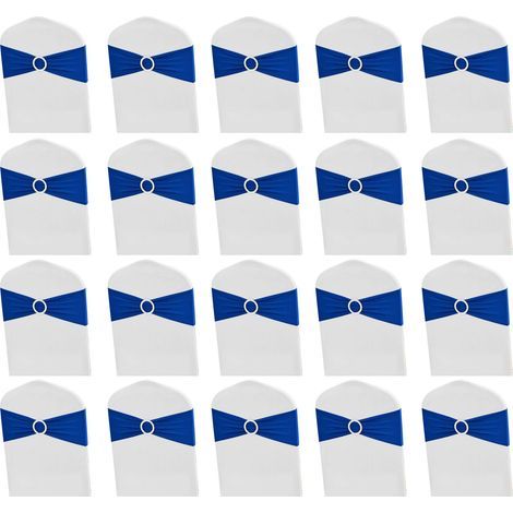 Lot de 20 écharpes de Chaise en élasthanne Bleu Royal avec nœuds Extensibles pour Chaise avec Boucle coulissante pour fête, Banquet, hôtel, réception, Mariage, décorations de Chaise (Bleu Royal) (1/5)