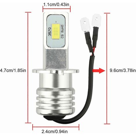 Kit de 12 ampoules LED H3 ultra-lumineuses pour phares antibrouillard et feux de route, blanc 6000K, 10W (1/5)