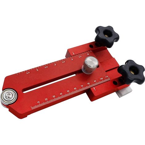 Guide de coupe longitudinale fin extra-long en alliage d'aluminium, gabarit métrique et impérial pour scie circulaire, défonceuse, scie à ruban, glissières en T, rouge (1/5)