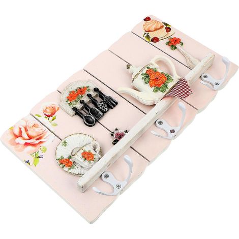 Patère murale en bois de style européen, décoration intérieure, 1 crochet porte-manteau blanc (1/5)