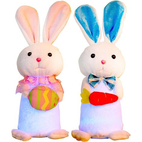 Peluche coniglietto pasquale - 2 pezzi, allegra decorazione pasquale, ideale per giardino e patio. (1/5)