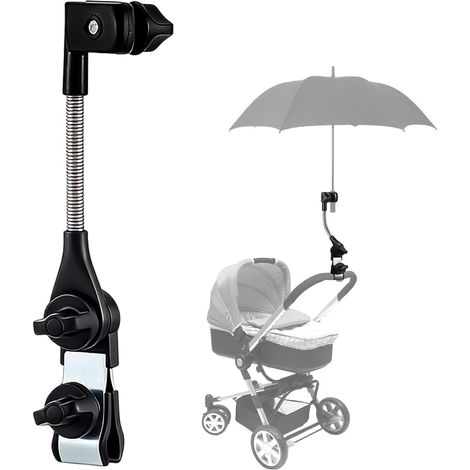 Porte-parapluie réglable pour déambulateur et poussette - Porte-parapluie universel - Accessoire de parasol pour fauteuil roulant, vélo, chariot de golf, chaise de camping, poussette - Parapluie (1/5)