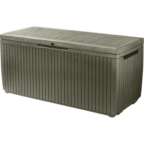 Keter Springwood Kissenbox 305L wasserfest UV-beständig Holzoptik Grün (1/5)