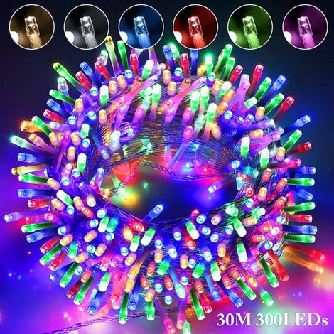 1 Guirlande lumineuse, 300 LEDs, 30M, Multicolore, 8 Modes, IP44, Intérieur Extérieur, Noël Mariage Fête (1/5)