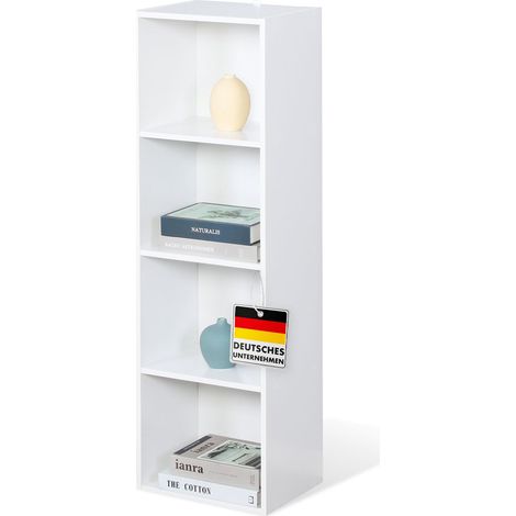 Bücherregal Alaska Weißer MDF-Bücherschrank mit 4 Ebenen 32 x 24 x 106 cm