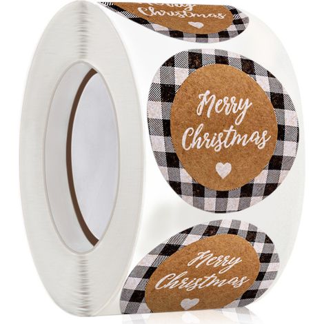 1 pièce ronde marron noël autocollant vacances joyeux noël jour décoration cadeau étiquette d'étanchéité
