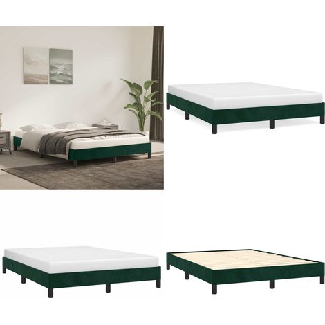 Cadre de lit sans matelas vert foncé 140x190 cm velours - Cadre De Lit - Lit En Velours - Lit Double - Literie - Meuble De Chambre - Home & Living (1/5)