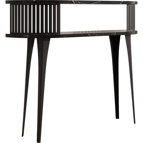 Console Vitum, Noir + Marbre noir, 89x100x25cm