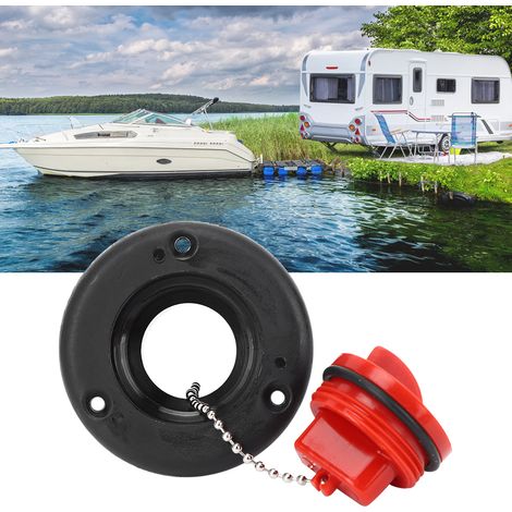 Bouchon de réservoir de carburant noir ABS pour bateau et camping-car, avec clé de sécurité. (1/4)
