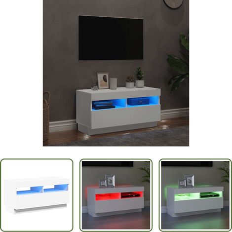 vidaXL Fernsehstand - TV-Schrank mit LED-Leuchten Weiß 80x35x40 cm (1/5)