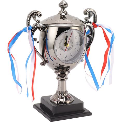 Réveil rétro réaliste, modèle trophée, petit réveil décoratif de bureau pour chambre d'étudiant, salon, or foncé (1/5)